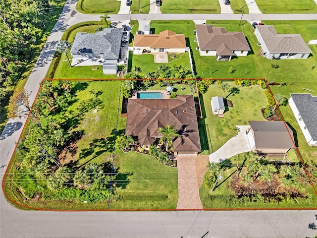 bird's eye view with a residential view