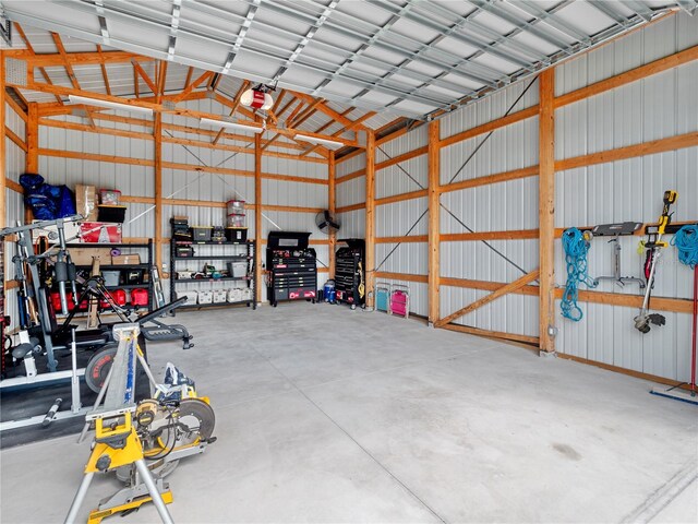 garage featuring metal wall