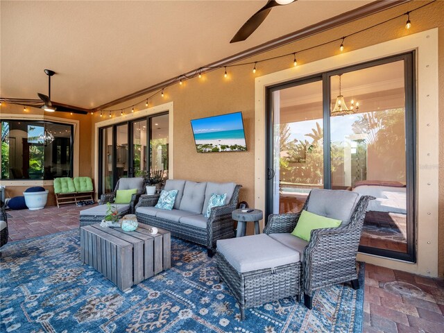 view of patio / terrace with an outdoor hangout area and ceiling fan