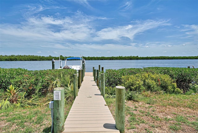 view of dock featuring a water view