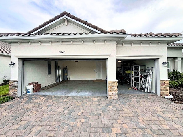 garage with electric water heater