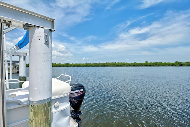 dock area featuring a water view