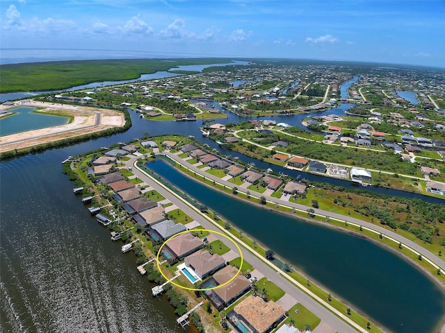 15240 Spanish Point Dr, Port Charlotte, FL 33981 - aerial view featuring a water view and a residential view