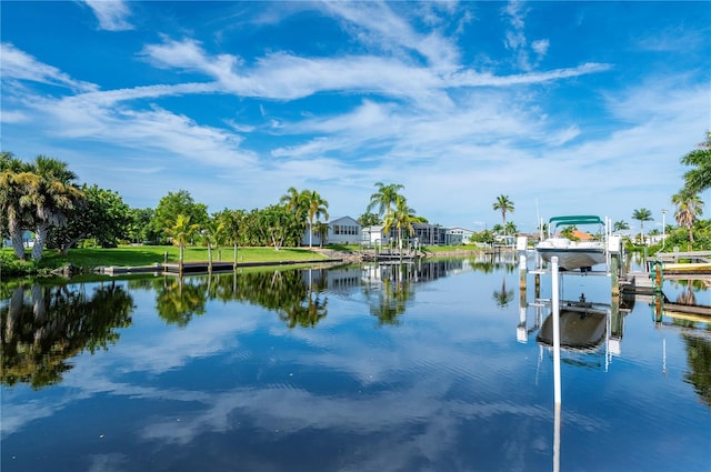 water view with a boat dock