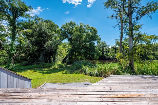 deck featuring a yard