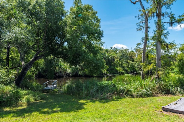 view of yard featuring a water view