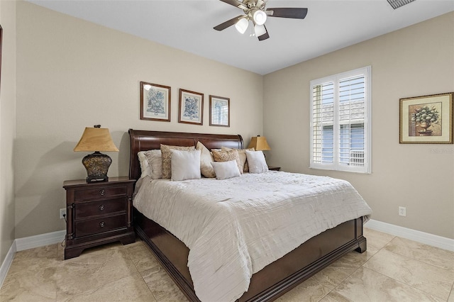 3327 Surfside Blvd, Cape Coral, FL 33914 - bedroom featuring visible vents, ceiling fan, and baseboards