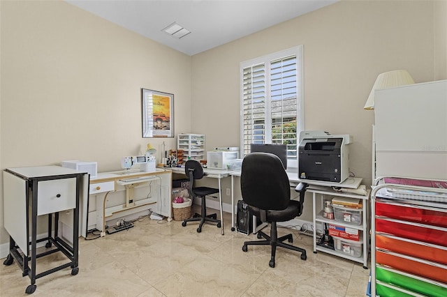 view of tiled home office