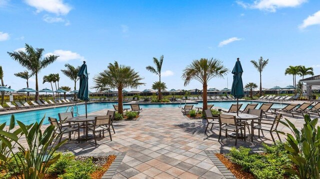 view of patio / terrace with a community pool