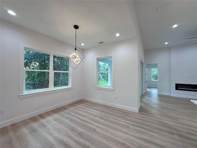 interior space with light hardwood / wood-style flooring