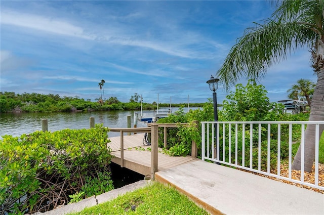 exterior space with a water view