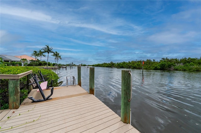 view of dock featuring a water view