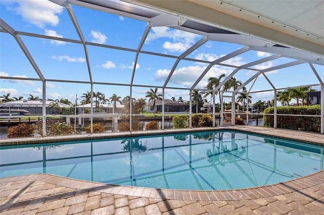 outdoor pool with glass enclosure