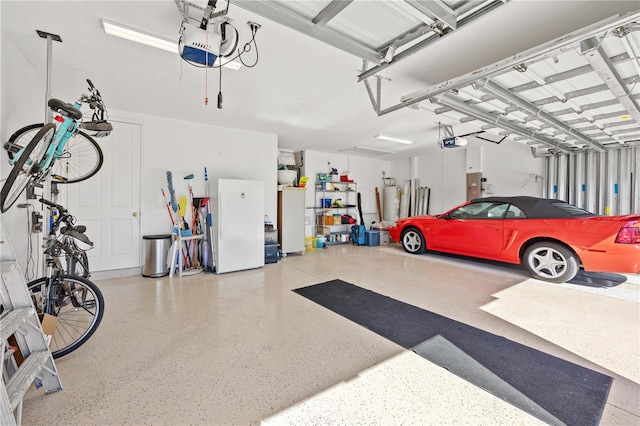 garage with a garage door opener