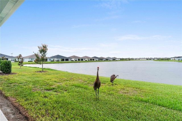 view of water feature with a residential view