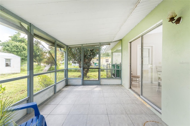 view of unfurnished sunroom