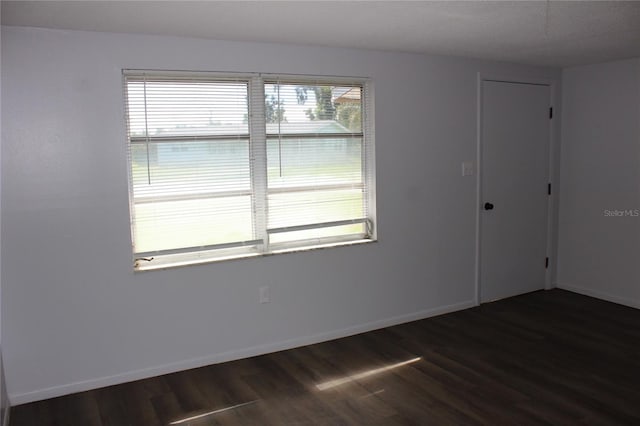 spare room with dark hardwood / wood-style floors