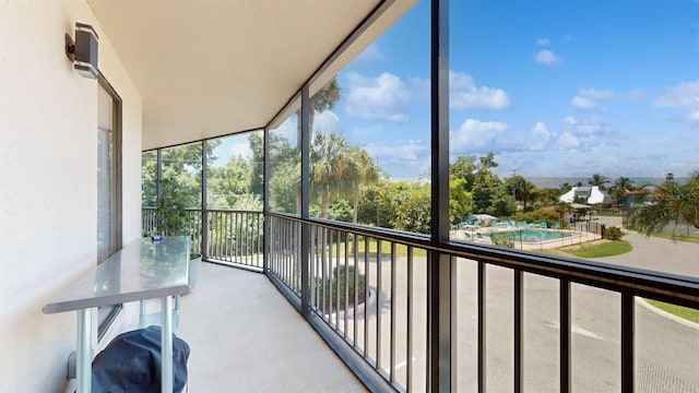 balcony with a pool