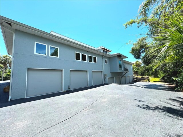 exterior space with a garage