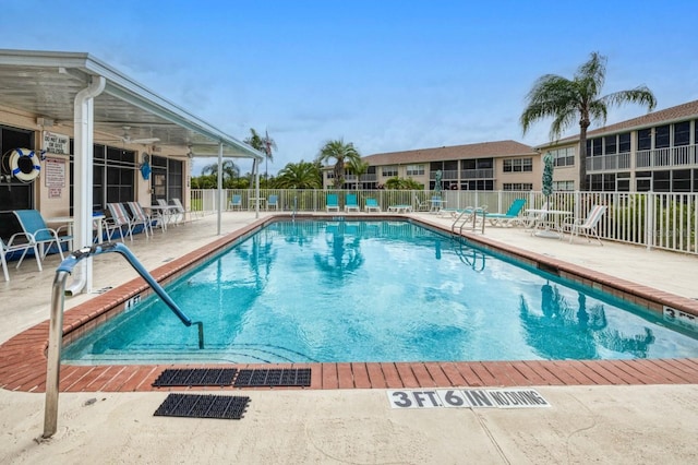 view of pool featuring a patio