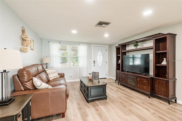 living room featuring light wood-type flooring