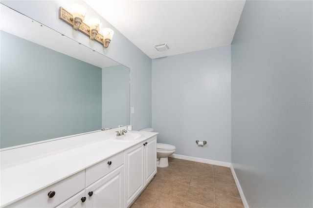 bathroom with tile patterned flooring, toilet, and vanity