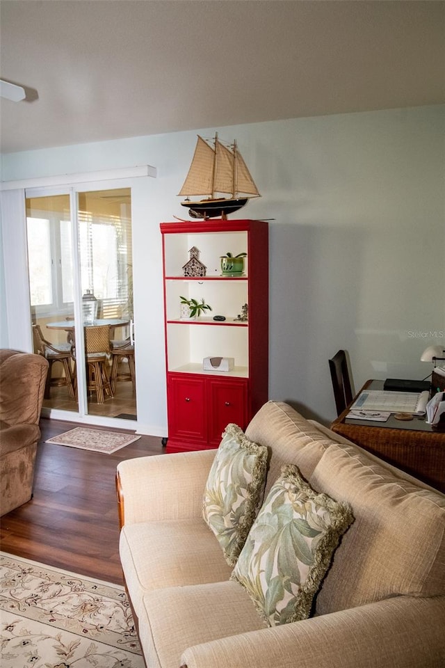 living room with hardwood / wood-style flooring