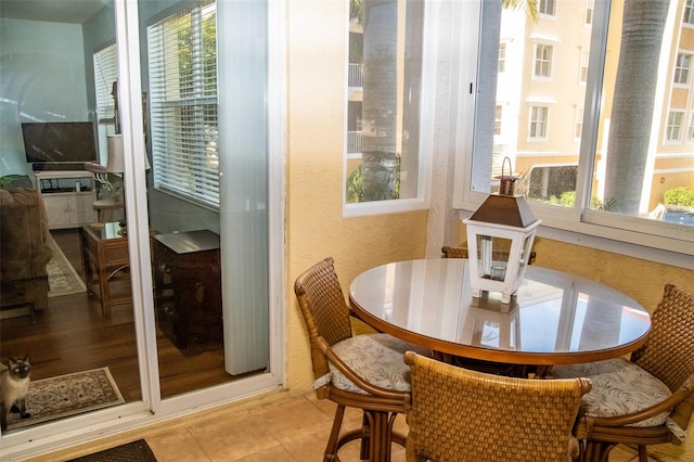 view of tiled dining area