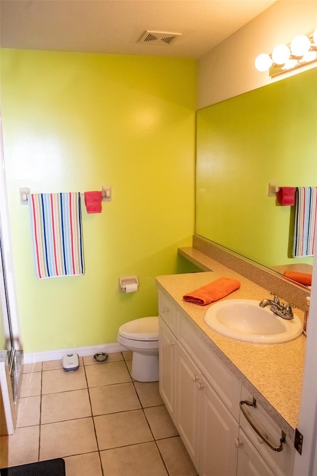 bathroom featuring tile patterned floors, vanity, and toilet