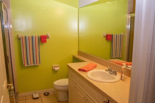 bathroom featuring tile patterned floors, vanity, and toilet