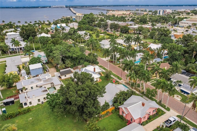 bird's eye view featuring a water view