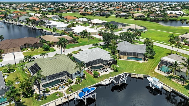 bird's eye view featuring a water view