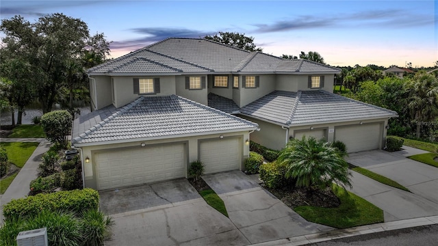 view of front of home with a garage