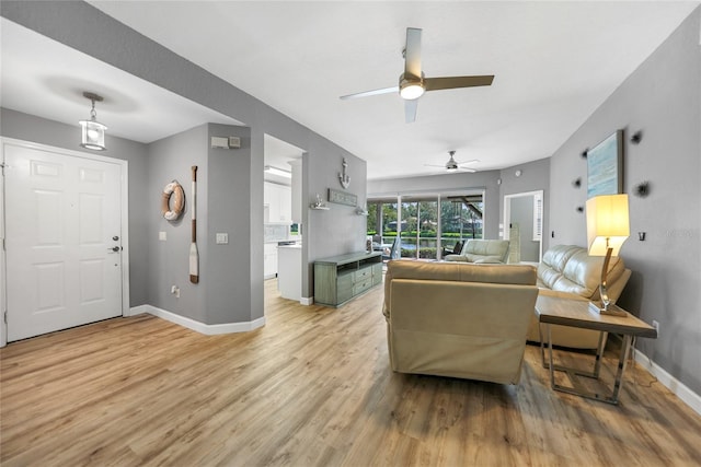 living room featuring light wood-type flooring