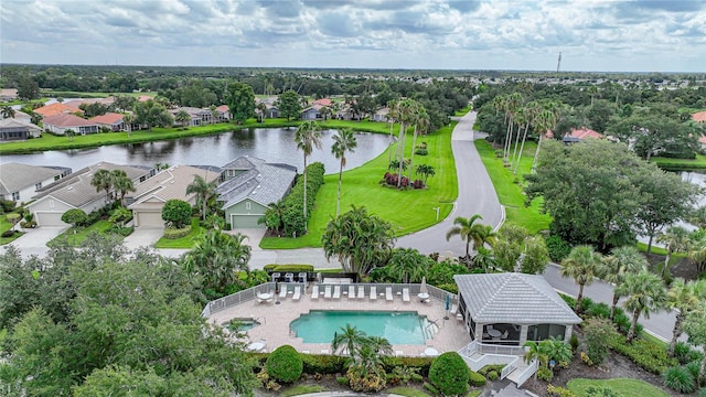 bird's eye view featuring a water view