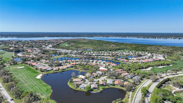 bird's eye view featuring a water view