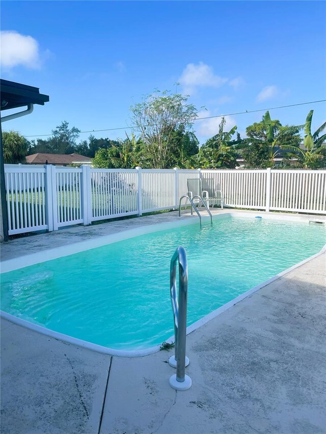 view of swimming pool with a patio