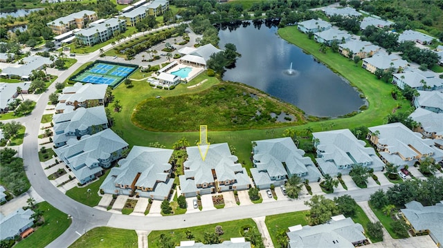 bird's eye view featuring a water view