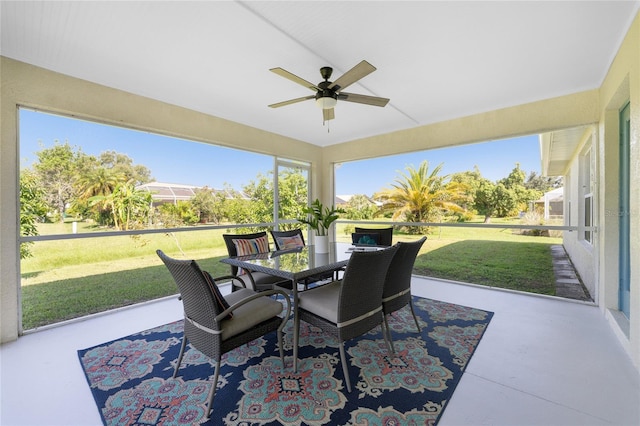 view of patio / terrace featuring ceiling fan