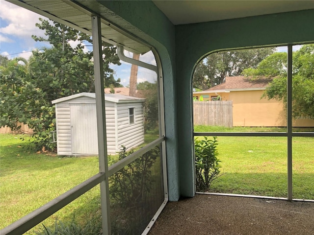 view of unfurnished sunroom