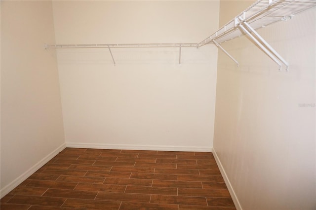 spacious closet featuring dark hardwood / wood-style flooring