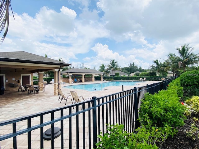 view of pool featuring a patio area