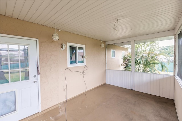 view of unfurnished sunroom