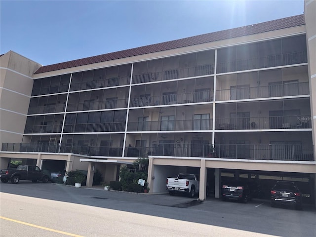 view of building exterior featuring a garage