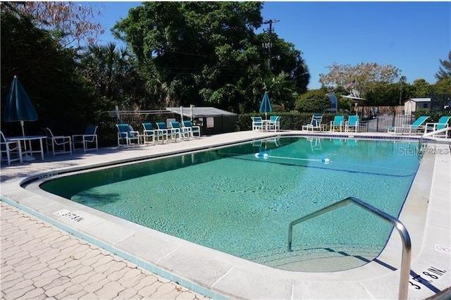 view of pool featuring a patio