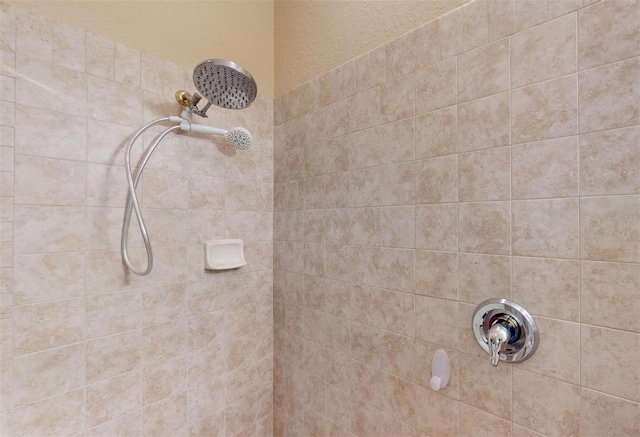 interior details featuring tiled shower