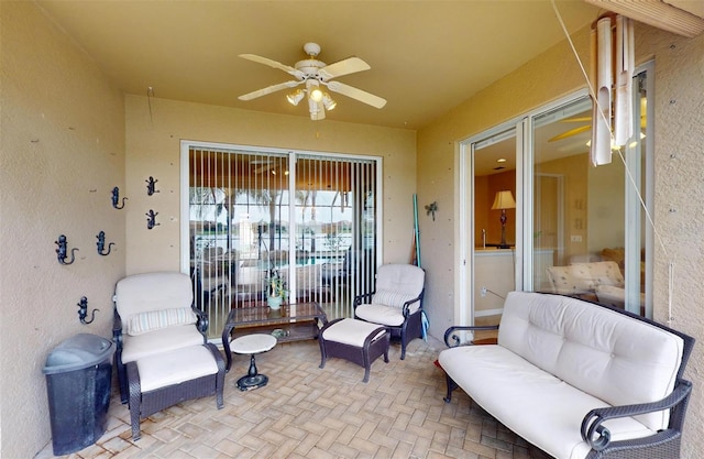 view of patio with ceiling fan