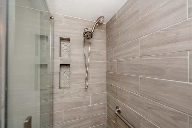 interior details with tiled shower