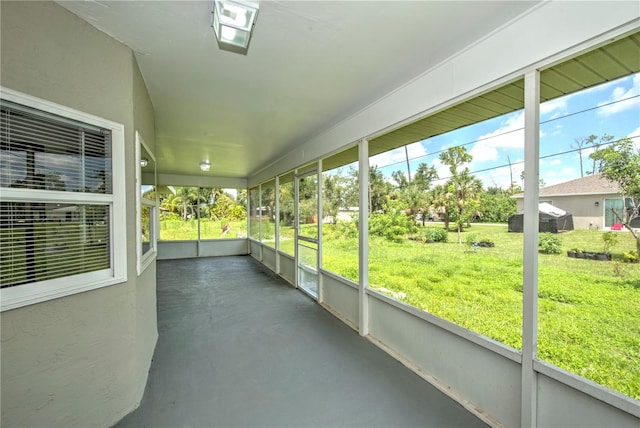 view of unfurnished sunroom