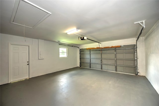 garage with a garage door opener